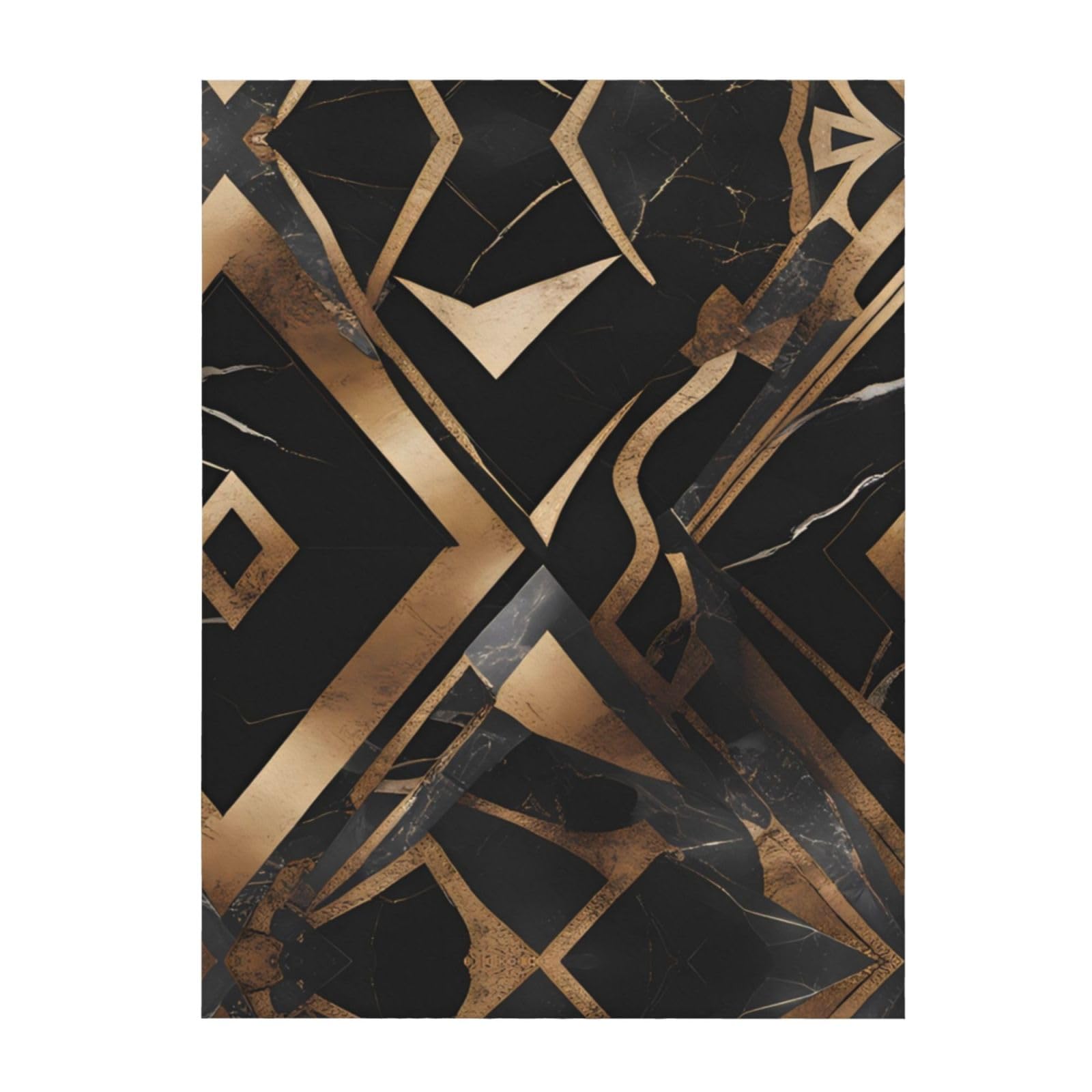 Plaid chaud contre le froid couverture douce motif pierre noire dorée lavable lit