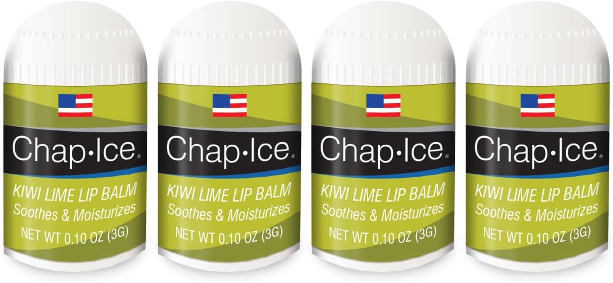 Kiwi Flavor - Chap-Ice Mini Lip Balm, 4 count - Made in USA, 0.10 Oz, Push-Up Style, Hydrating Lip Care for Smooth and Soft Lips, Compact Size for Travel, Perfect for Daily Use - 4ct