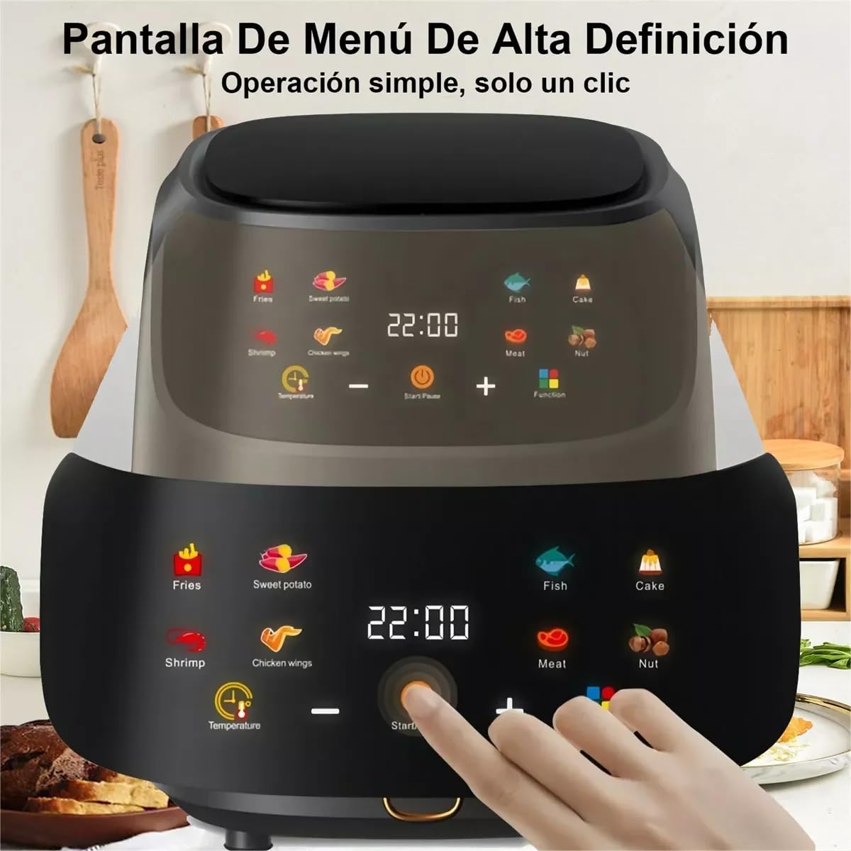 1400W Friggitrice ad aria, 8L Friggitrice senza olio, 8 menu, LED Touch