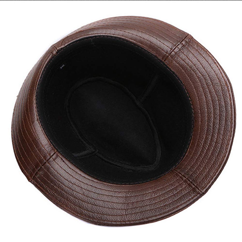 Sombrero unisex de cuero vacuno para hombre, sombrero de jazz para hombre de otoño e invierno, sombrero de copa, gorra de mediana edad