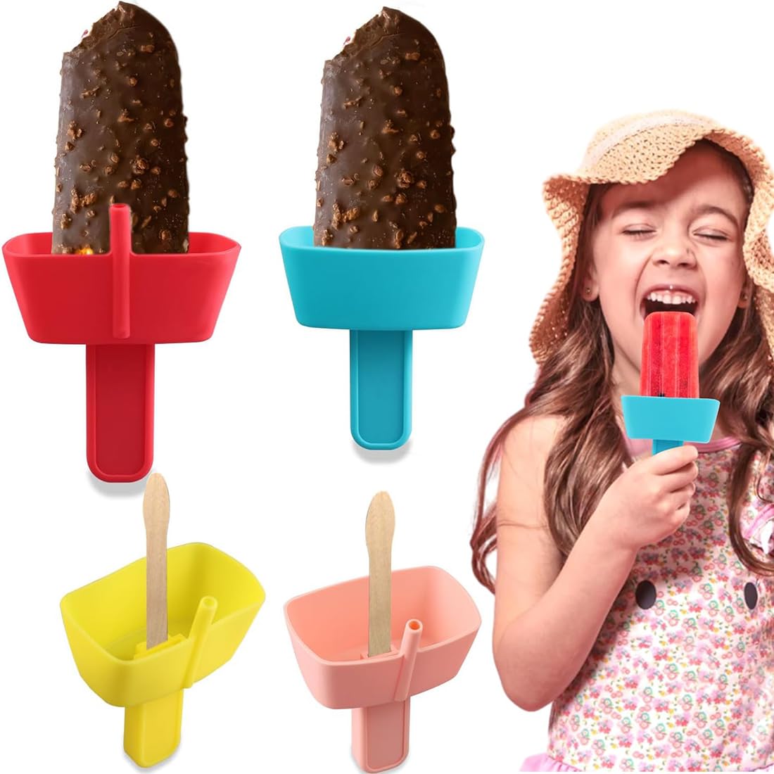 Porta Ghiaccioli In Silicone Anti-Goccia - Set 4 Colorati, Per Bambini E Adulti, Ideale Per Estate - Foto 3