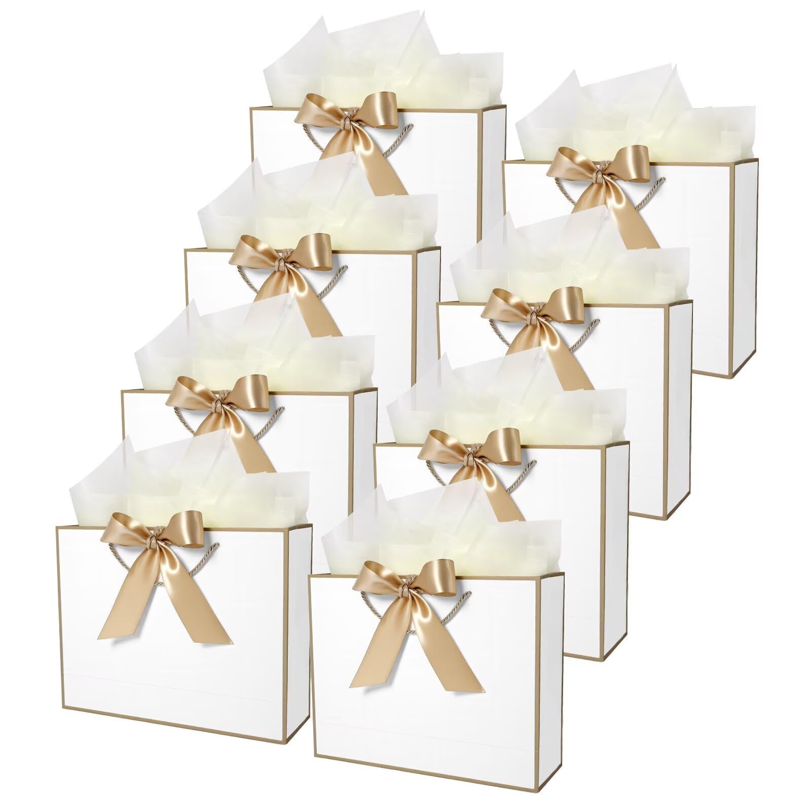 FLUETOOD Gift Bags for Presents, 8pcs Medium Birthday Gift Bags with 8 Tissue Paper for Women Men Party Wedding Baby Shower and Christmas (28 * 20 * 10 cm) — image 1