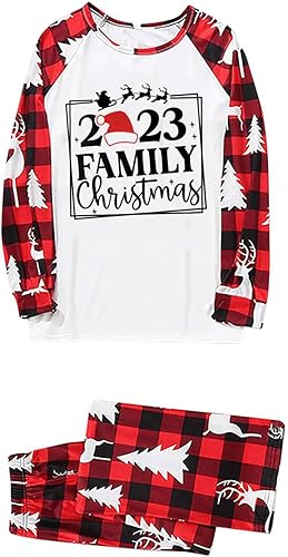 Miniatura 6 de SHOPESSA Pijamas de Navidad a juego con pantalones de pijama para mujer, cuello redondo, manga larga, trajes familiares a juego para sesión de fotos