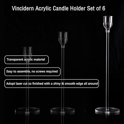 Miniatura 8 de Vincidern 18 portavelas acrílicos para mesa, candelabros cónicos para centros de mesa, bodas, San Valentín, decoración de comedor, juego de