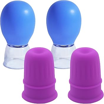 Jesakmie 2pairs Vacuum Cup Nipplesuction for Breastfeeding Mother, Silicone Cupping Therapy Set Vacuum Cup 4pcs Nipple Correctors for Flat Inverted Nipples Purple Blue