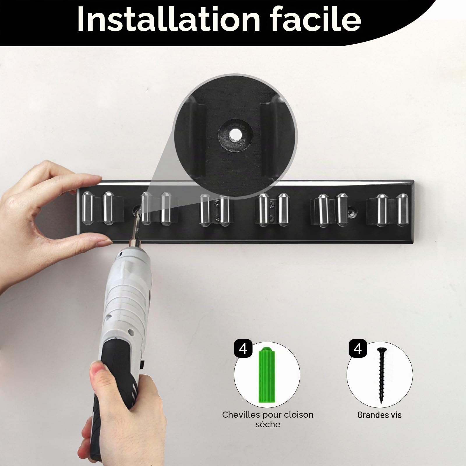 Support Mural pour Queue de Billard, Porte Queue de Billard en Bois, Organisateur de 6 Queues de Billard, Équipement et Accessoires de Table
