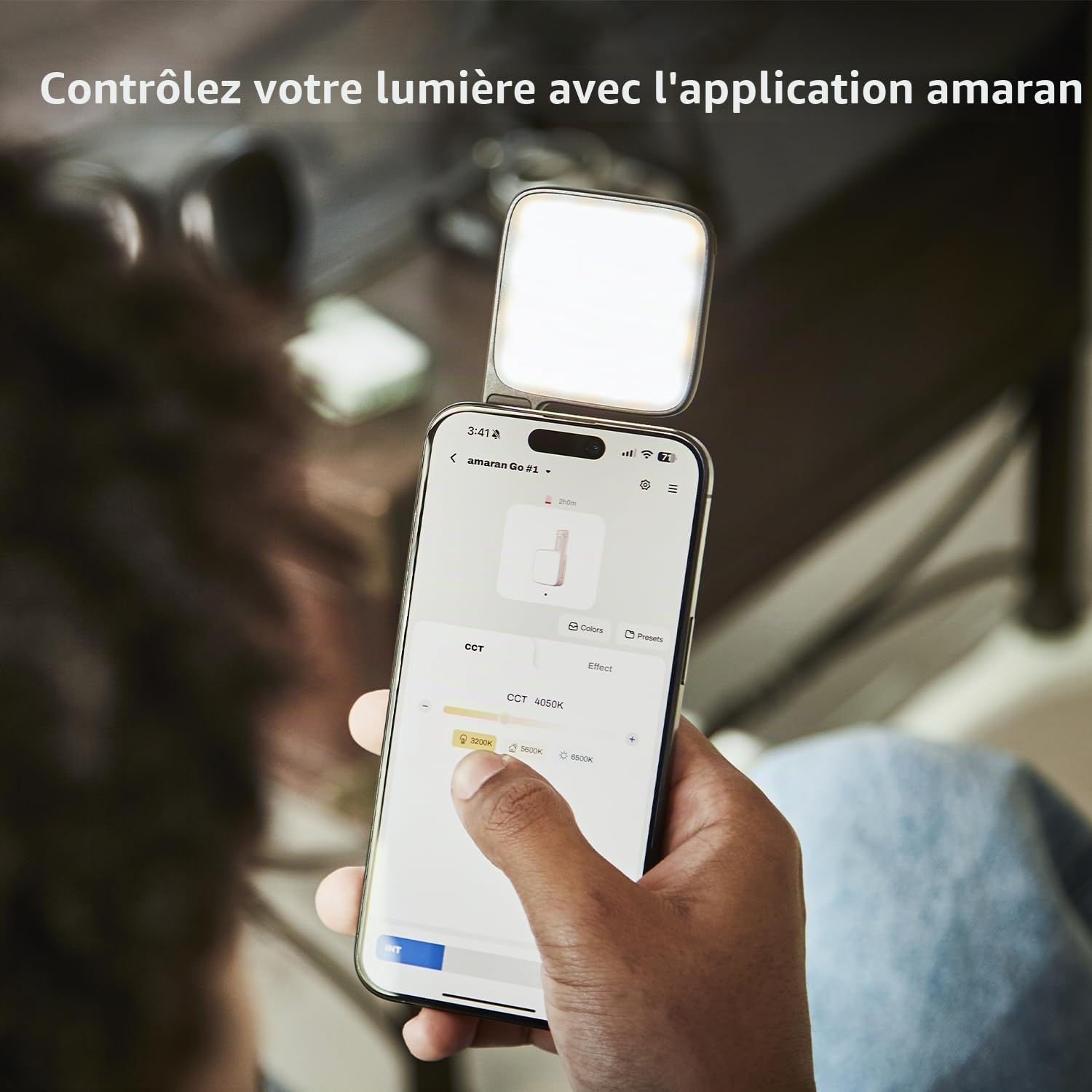 amaran Go Mini Lumière Téléphone, LED Magnétique avec Lumière Miroir, CCT Réglable 2700K à 6500K, 10 Effets Lumineux, Charge Rapide USB-C, Éclairage Doux et Précis pour Créateurs Mobiles-Fusain