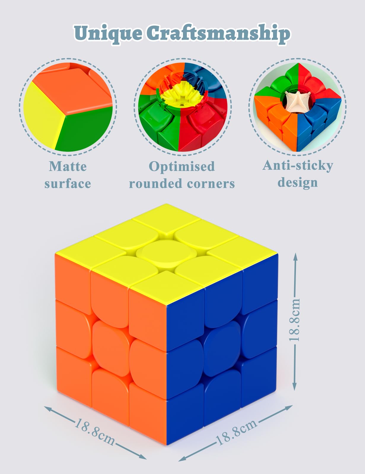 ROXENDA Cubo Magico 3x3x3 Extra Large – 18,8CM Cube Gigante, Puzzle Cubo di Velocità Regalo Perfetto per Bambini e Adulti