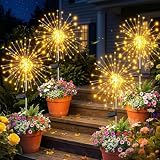 yowin Firework Solar Lights 4 Pack 120 LED Starburst Stake Warm White — product image