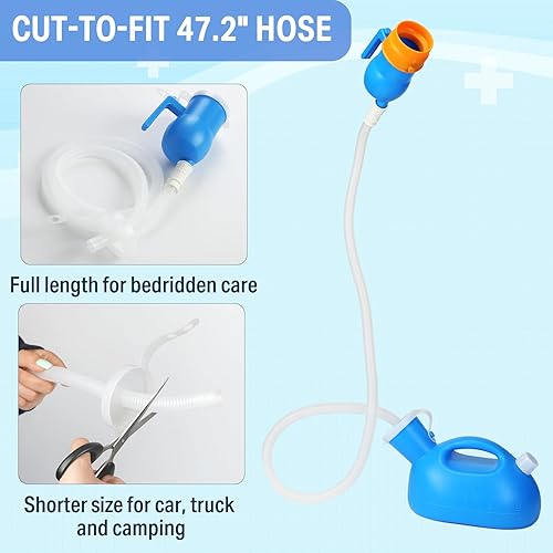 Miniatura 7 de ONEDONE Urinarios para hombres  Orinal portátil para hombres a prueba de derrames, botella de orina masculina con salida de orina separada, embudo