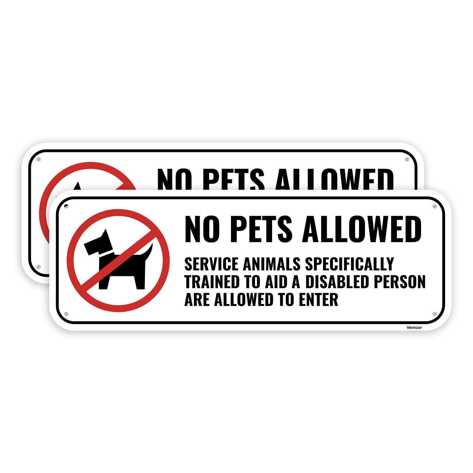 "No Pets Allowed" Metal Sign - 10x12 Inch Weatherproof Aluminum Sign For Business, Rental, Outdoor Use