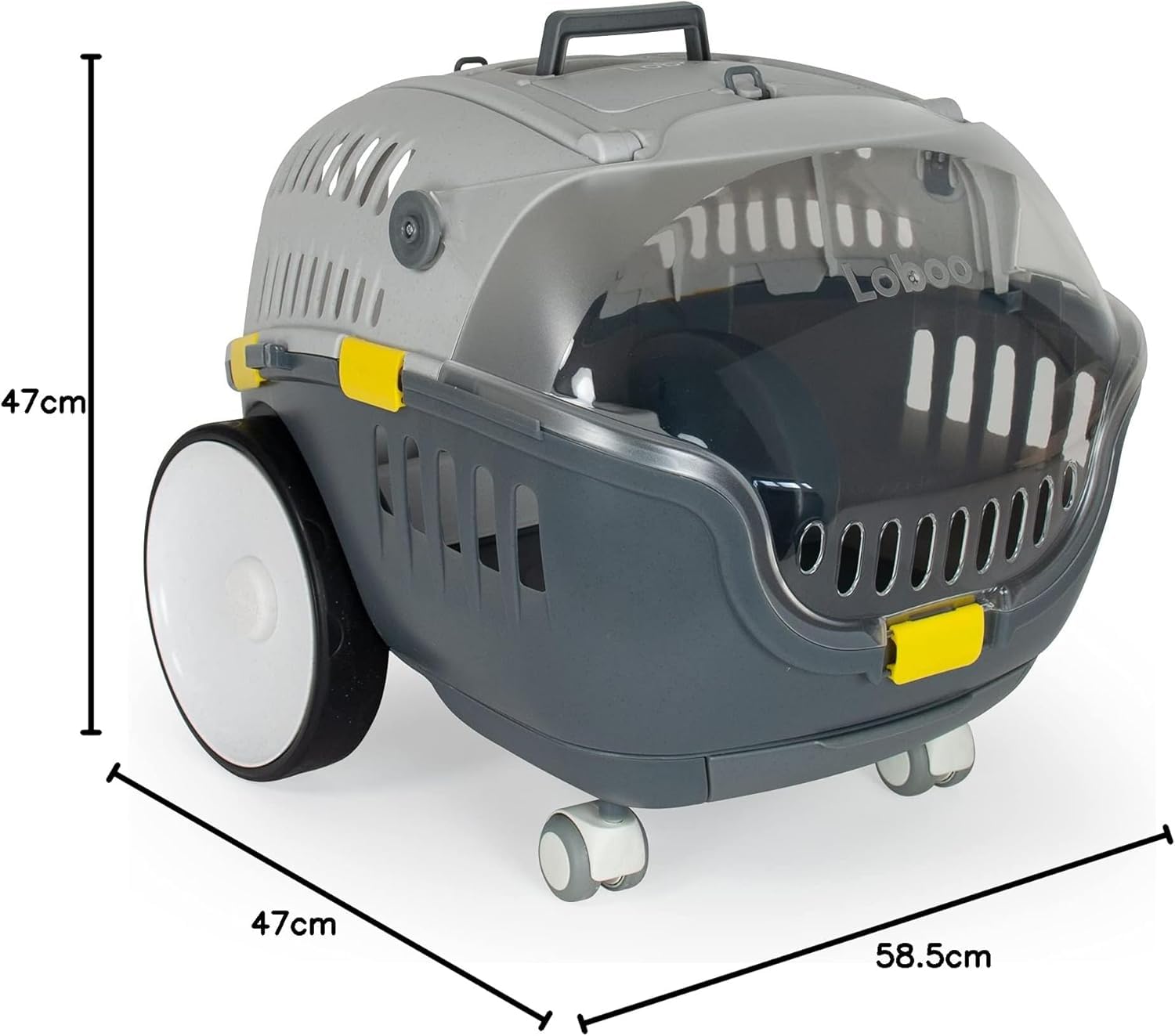 LOBOO Transportín Bubble Urban para Mascotas Tamaño Mediano o Pequeño con Base Extraíble con Ruedas Giratorias y Cajón Cúpula de Alta Visibilidad y Asa de Empuje