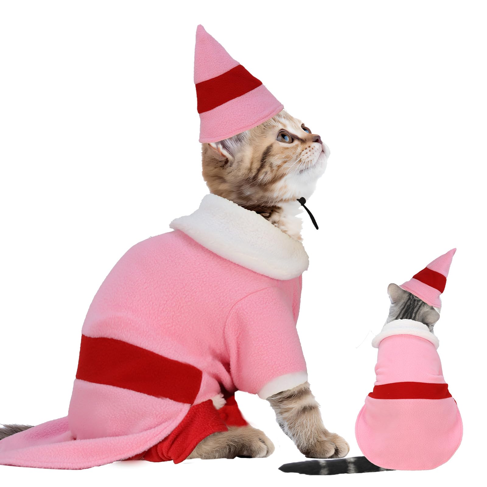 Traje de Navidad para perro con gorra, divertido traje de elfo para perro, ropa de Navidad para mascotas, fiesta de invierno, trajes cálidos (rosa, M)