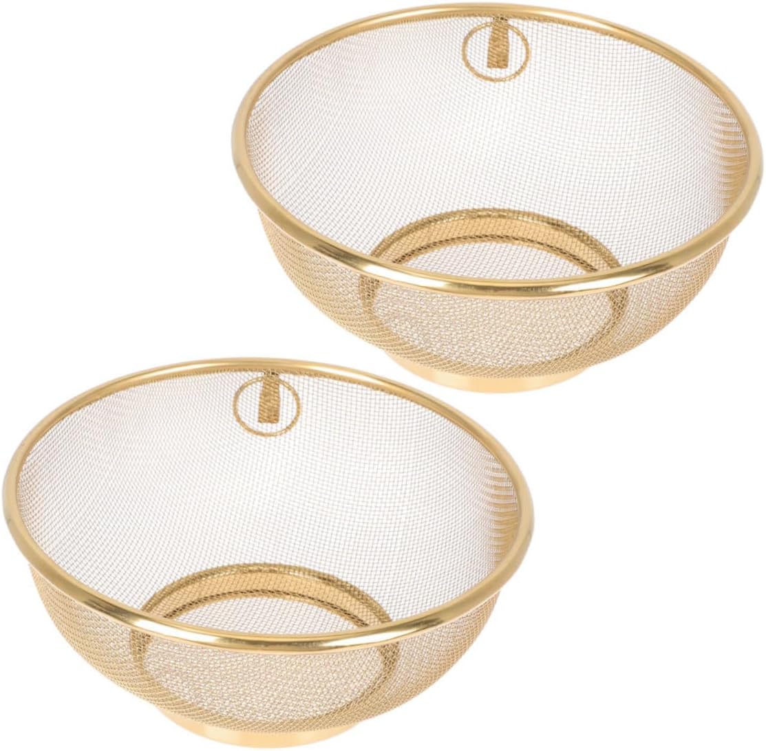 DOITOOL 2pcs Stainless Steel Fine Mesh Strainer Kitchen Colander for Cooking Oil Filtering Soy Milk Sieve Tea Leaf Filter Rust-resistant Food Sieve for Frying and Baking