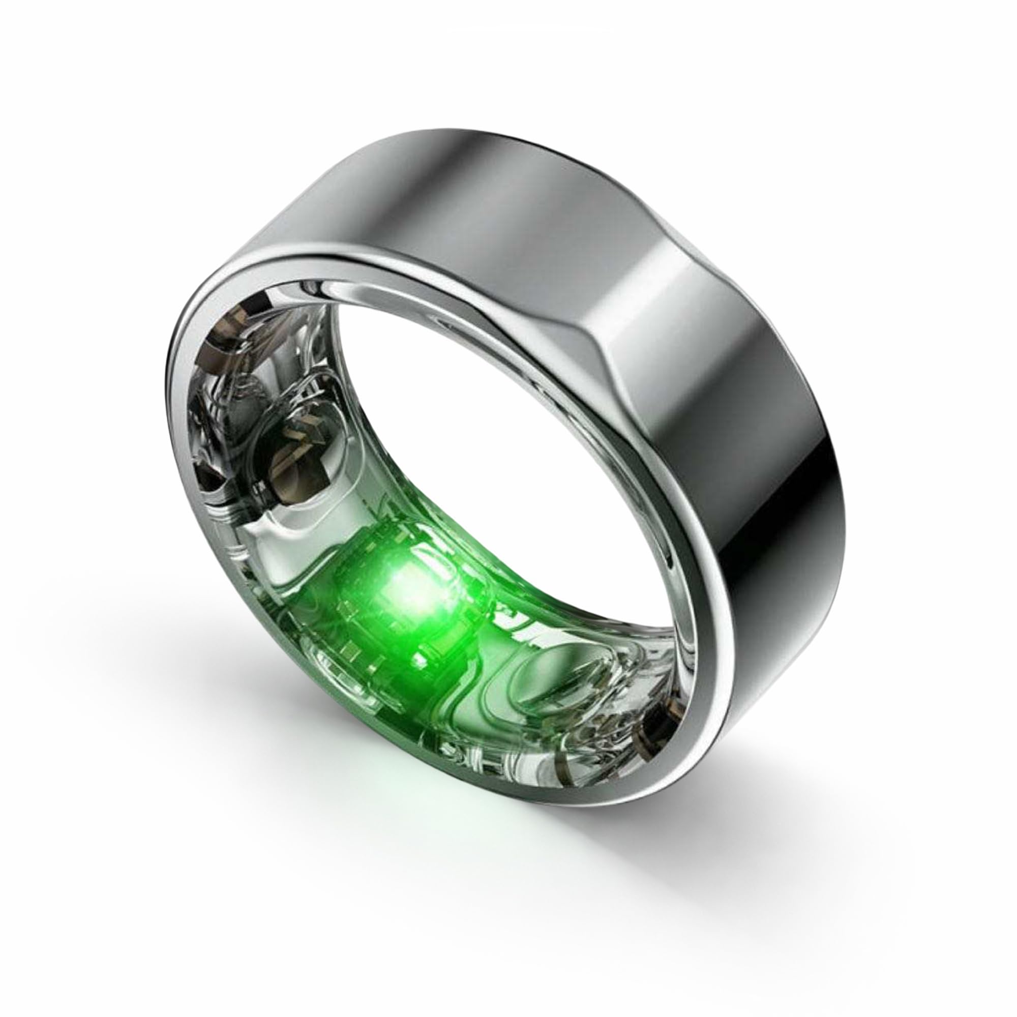 Anillo inteligente de titanio (tamaño 6 plateado) - Anillo de seguimiento de fitness y sueño con monitor de frecuencia cardíaca, rastreador de actividad, batería de 10 días, sin suscripción