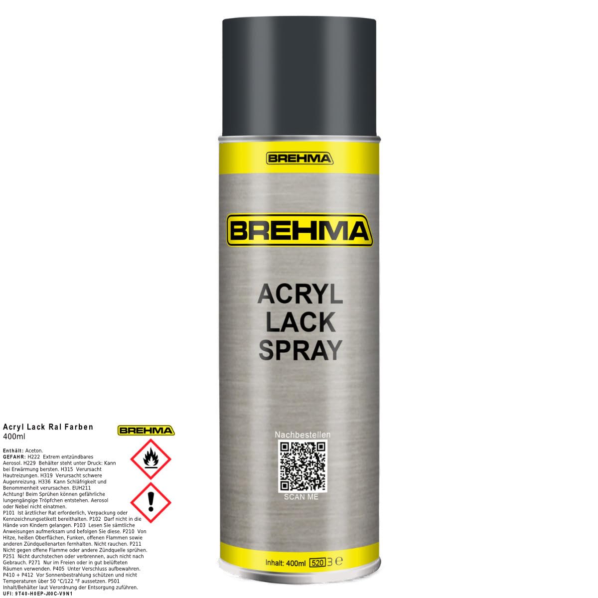 12x Acryl Lackspray Ral 7016 Antrazitgrau matt Lack Farbe Sprühfarbe 400ml