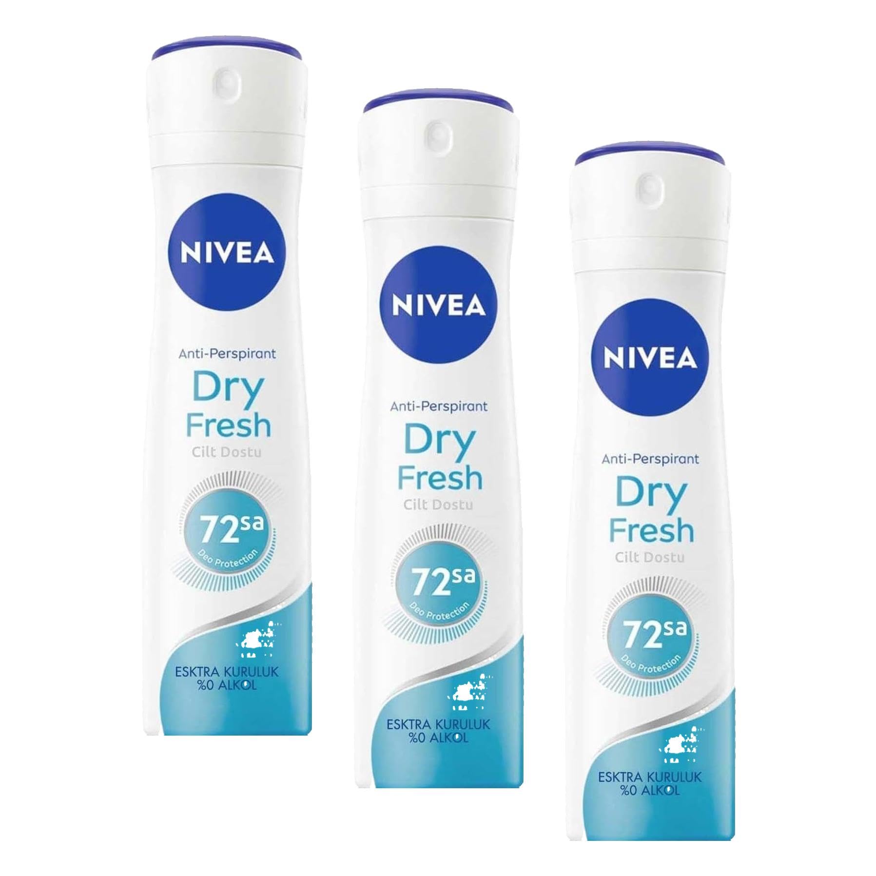 Nivea Dry Fresh Kadın Sprey Deodorant, 150 ml (3 paketi)