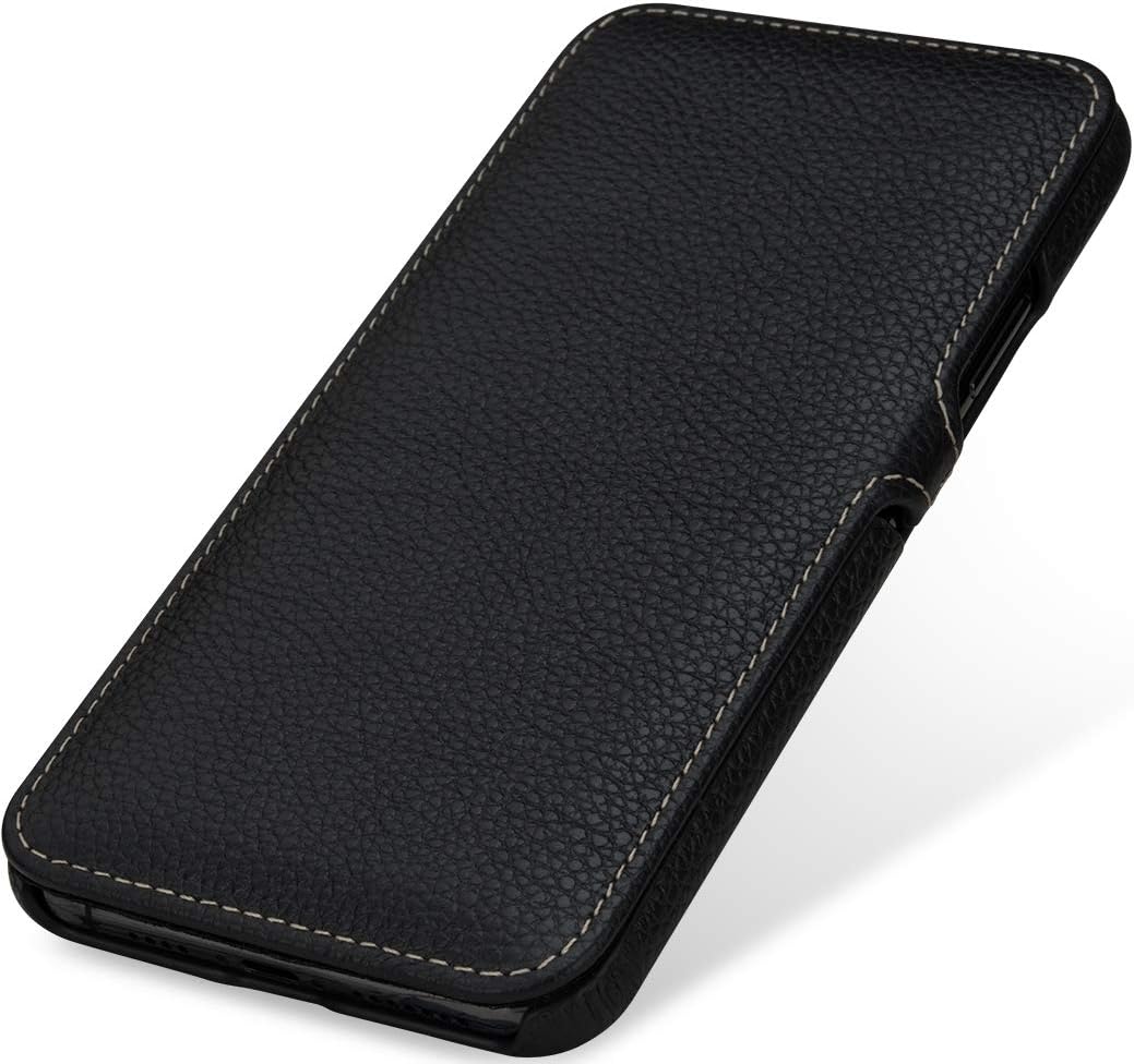 StilGut Book Type Flip Case for iPhone 11 Pro Max (6.5"), Genuine Leather iPhone 11 Pro Max Case with Closure, Black