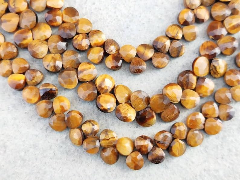 Perles en œil de tigre naturel facettées 5-6mm, créez vos bijoux d'été faits main