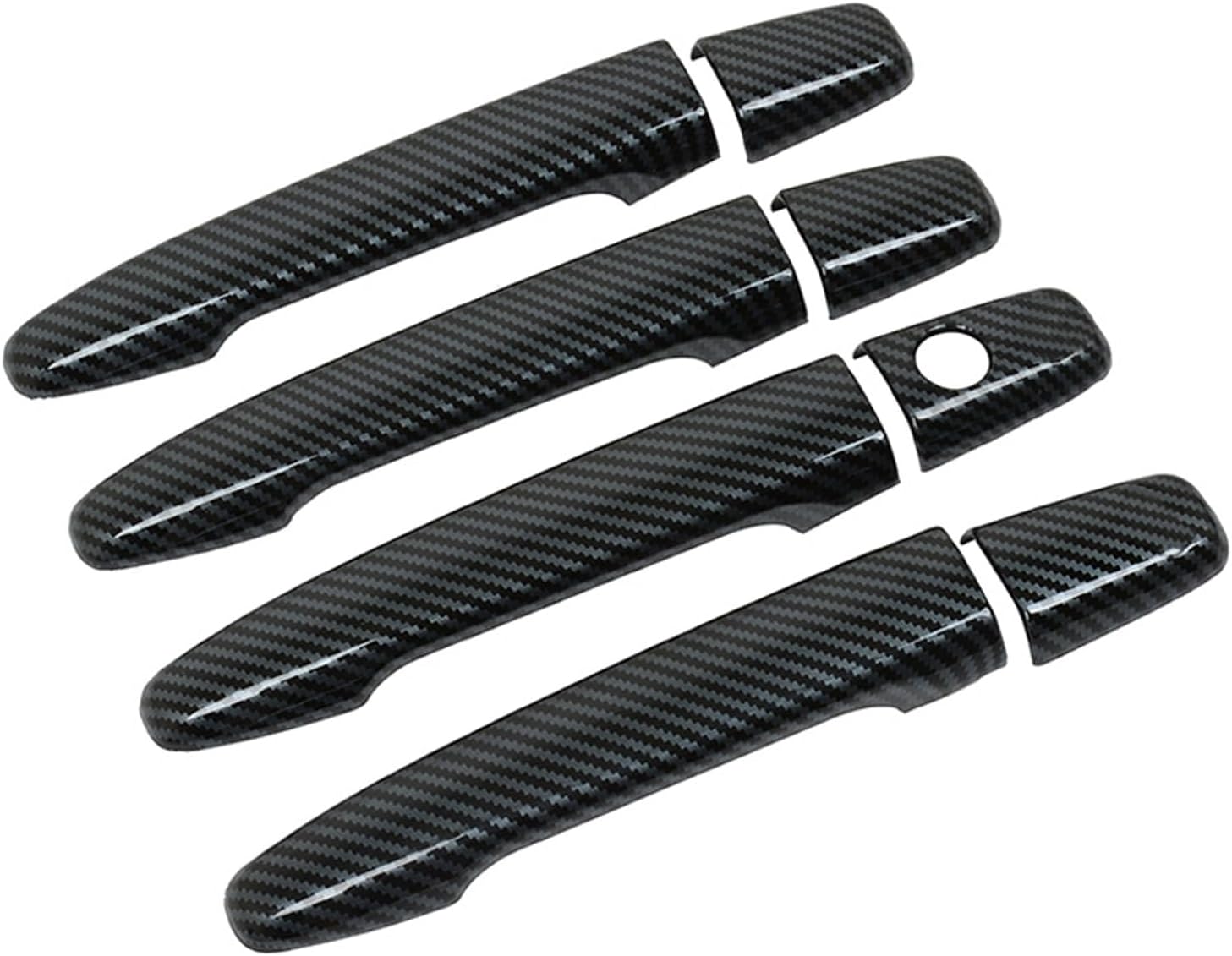 for Mitsubishi Lancer 2008-2017 ABS Carbon Fiber Black Exterior Door Handle Cover Trim 8pcs Car Accessories (Without Smart Hole)