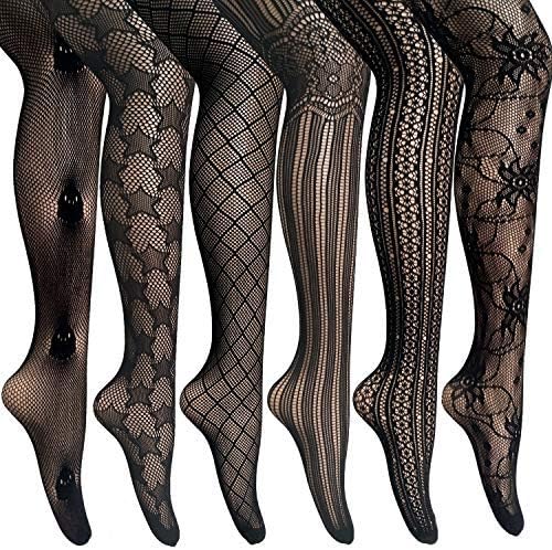ANDIBEIQIANDIBEIQI 6 Pairs Women's Tights Fishnet Tights Fine Tights Seamless Mesh
