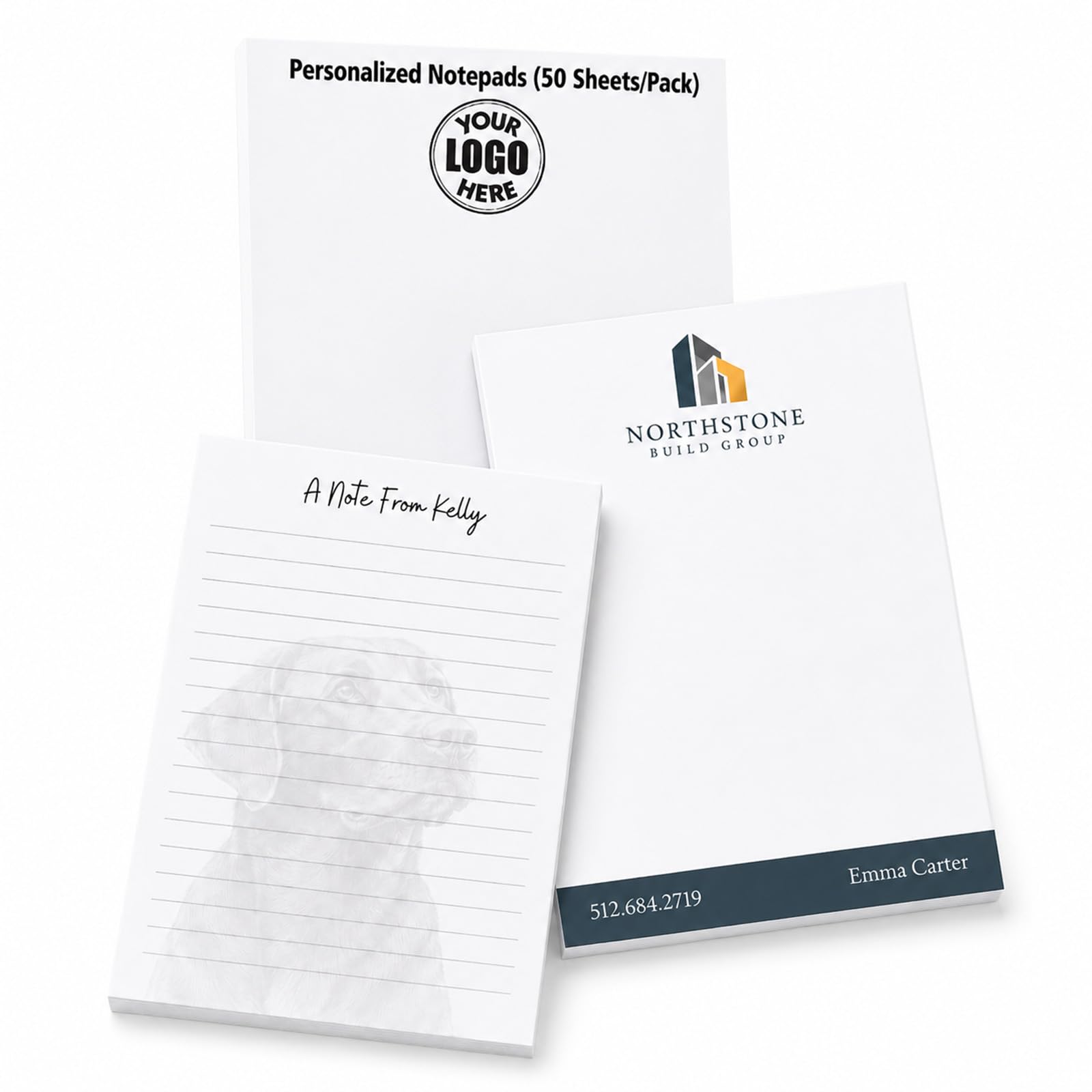 5-1000 blocs-notes personnalisés avec logo ou texte pour femmes