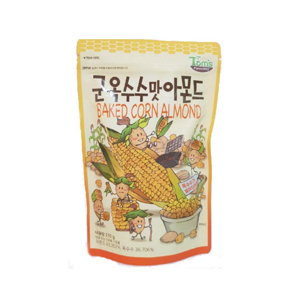 [NEW] Gilim Tom's Farm Korean Seasoned Almonds Roasted Corn Flavor (210g) x 3 Packs