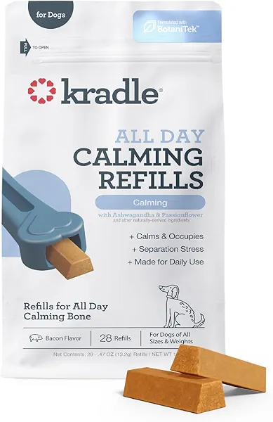 Kradle Calming Bone Refills for Dogs - Chicken Flavor - GABA L-Theanine - Supports Relaxation - 28 Refils