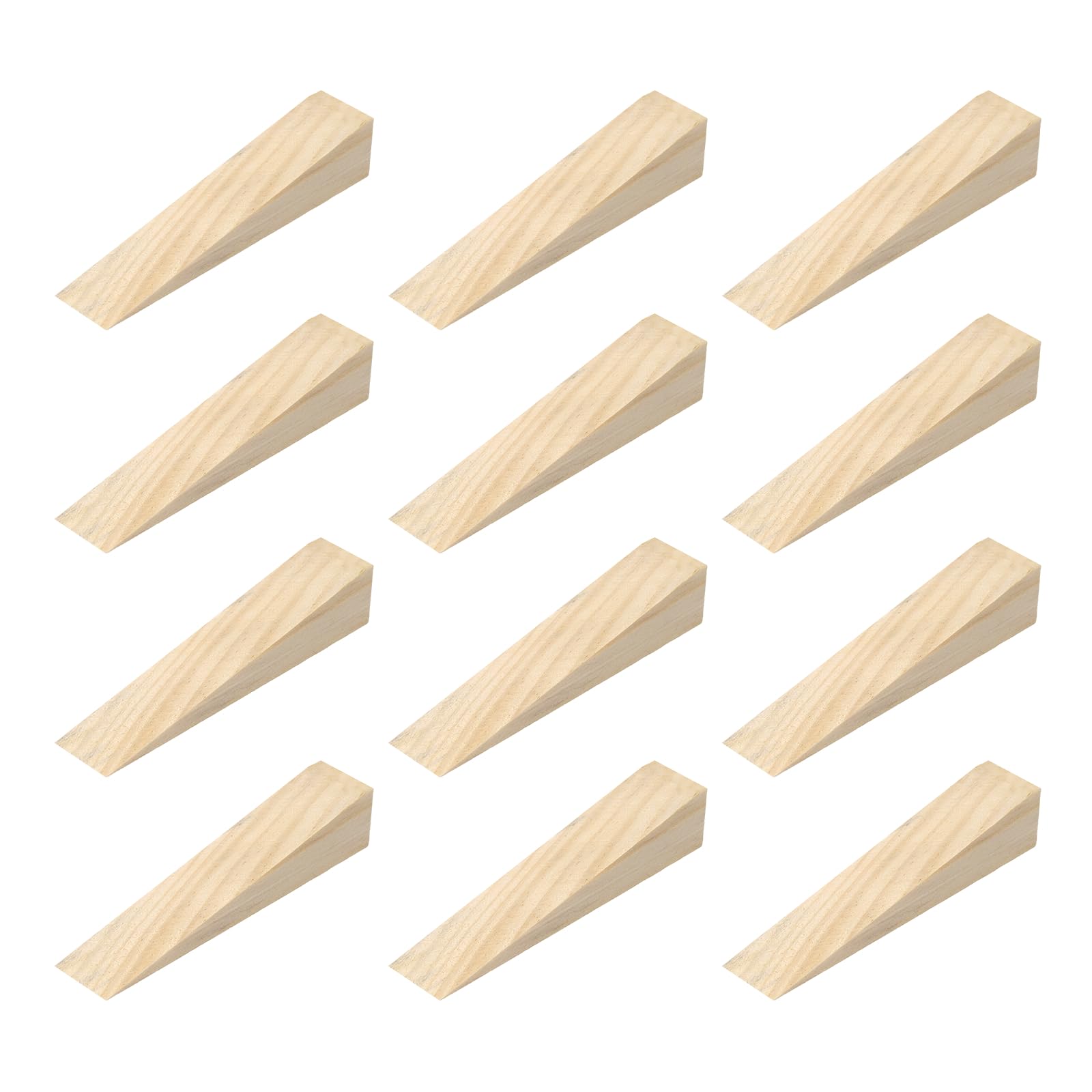 sourcing map 12Pcs Wooden Door Stopper, 150 x 30 x 30mm Non-Slip Solid Wood Door Wedges Triangle Wooden Doorstop Blocks for Chair Caning Home Office Floor