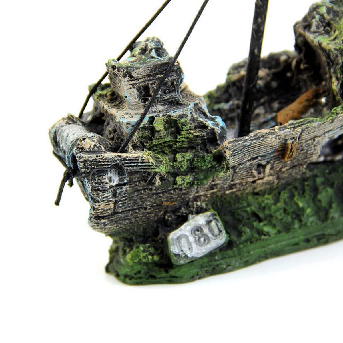 Decorazione per Acquario Pirata Nave Aquarium Fish Tanksscaping Decoration Betta Hideout Resin Ornnents,14.5x5.5x12cm