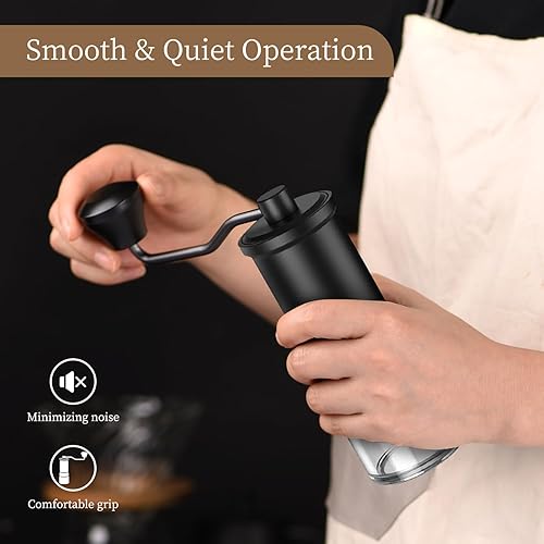 Miniatura 4 de Molinillo de café manual, molinillo de café de mano con núcleo cónico de rebabas de acero inoxidable, ajustable para molienda finagruesa para el