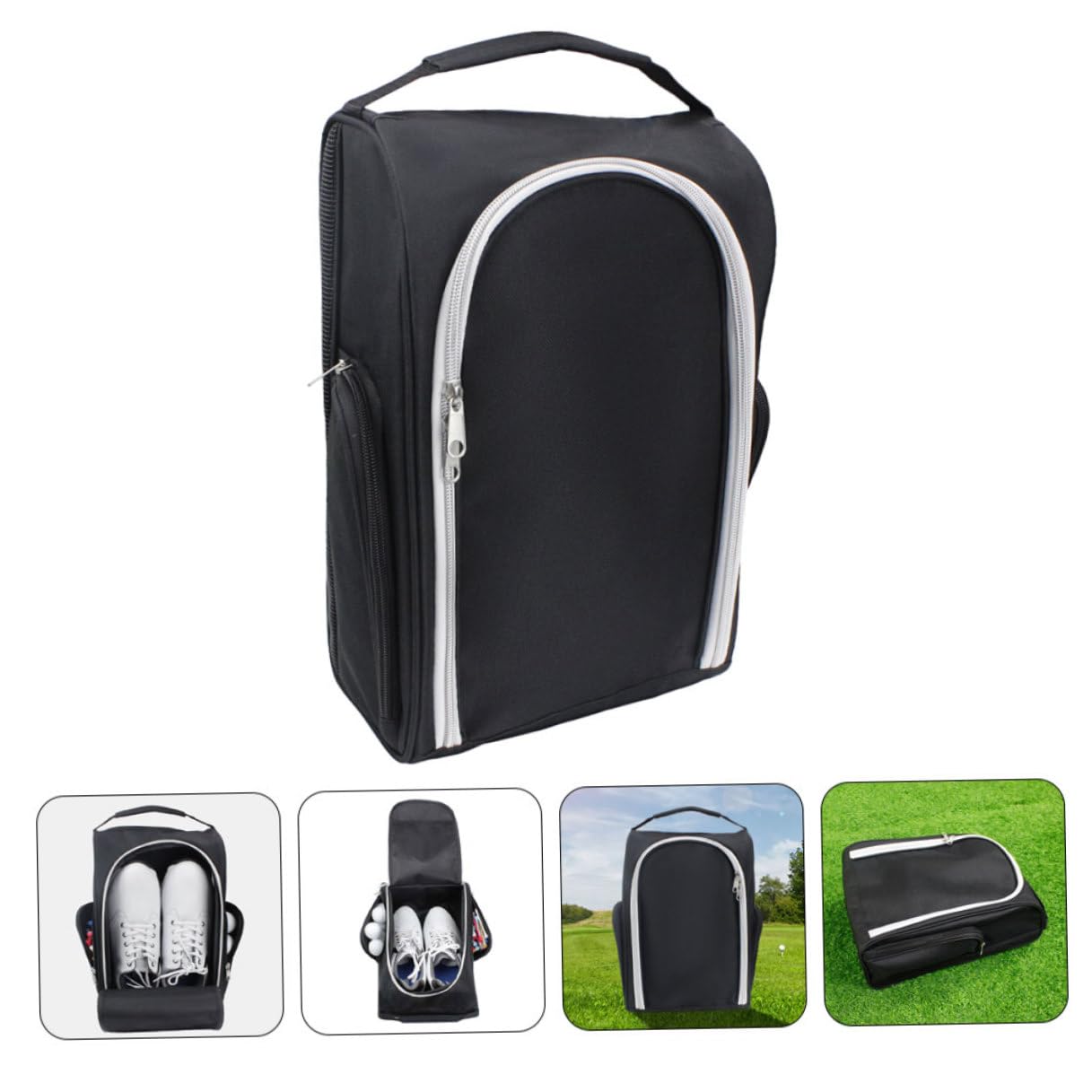 Borsa Portascarpe da Golf in Nylon Nera, Contenitore per Paio