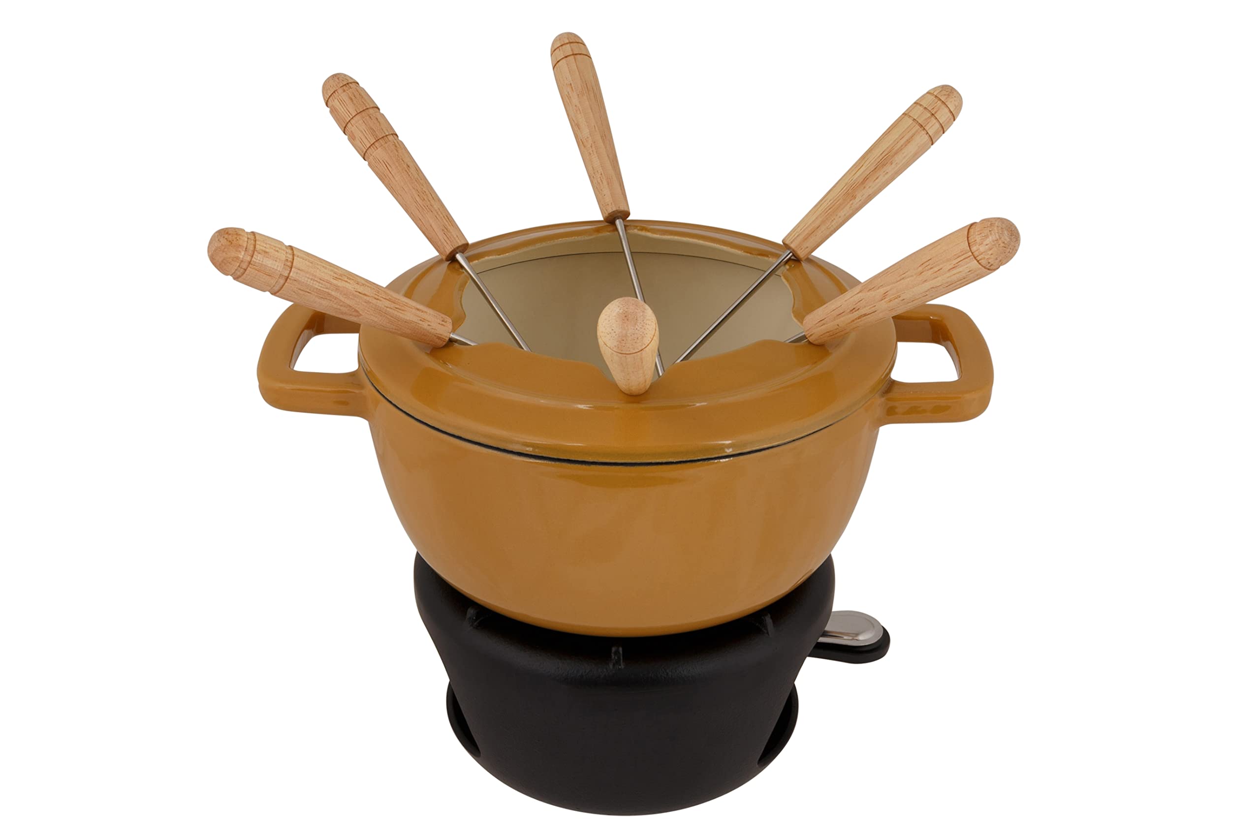 Cosy & Trendy Fondue Set Cast Iron Fondue Set 6 People Amber Gold-D18 Cm