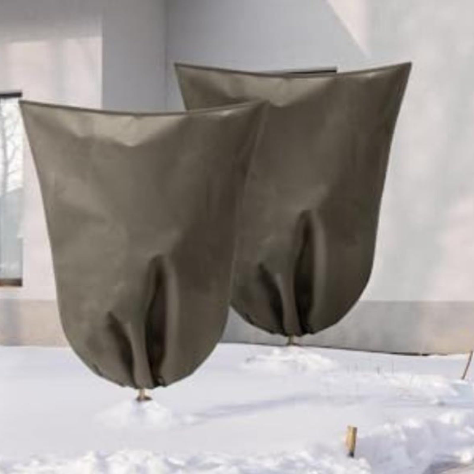 FACAIIO Copertura invernale per piante antigelo, 60 x 90 cm, con coulisse, per piante in vaso, arbusti e alberi giovani, in tessuto non tessuto traspirante (confezione da 6) (12 pezzi)