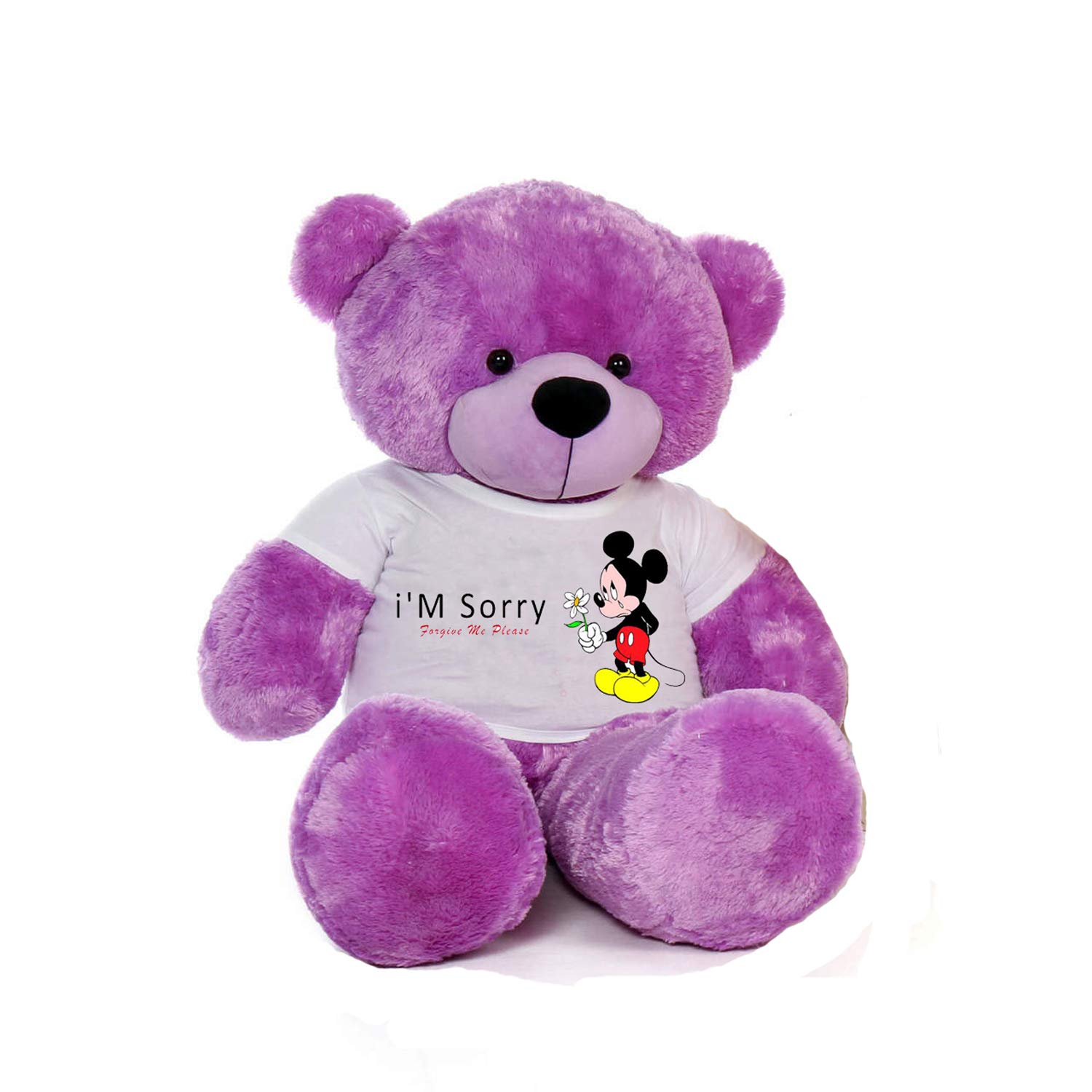 Hug'n'Feel® Soft Toys Big Teddy Bear Wearing I'm Sorry T-Shirt 5 feet Purple_T Shirt_ I'm Sorry Plush & Stuffed Toys