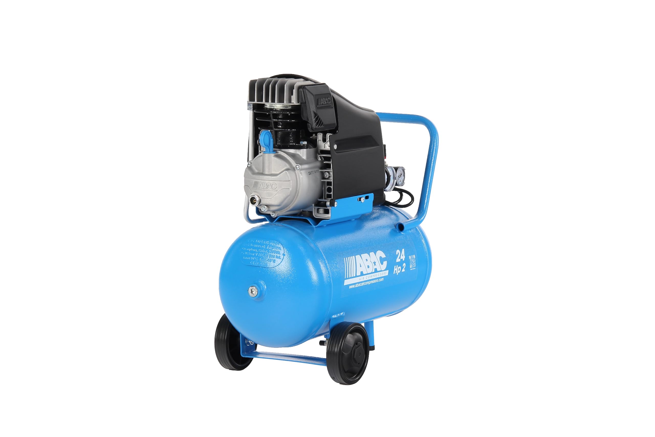 ABAC 8-delige compressor-accessoireset G-810P, inclusief bandenpomp met manometer, blaaspistool, verfspuitpistool 600 ml, waspistool 900 ml, spiraalslang 5 m