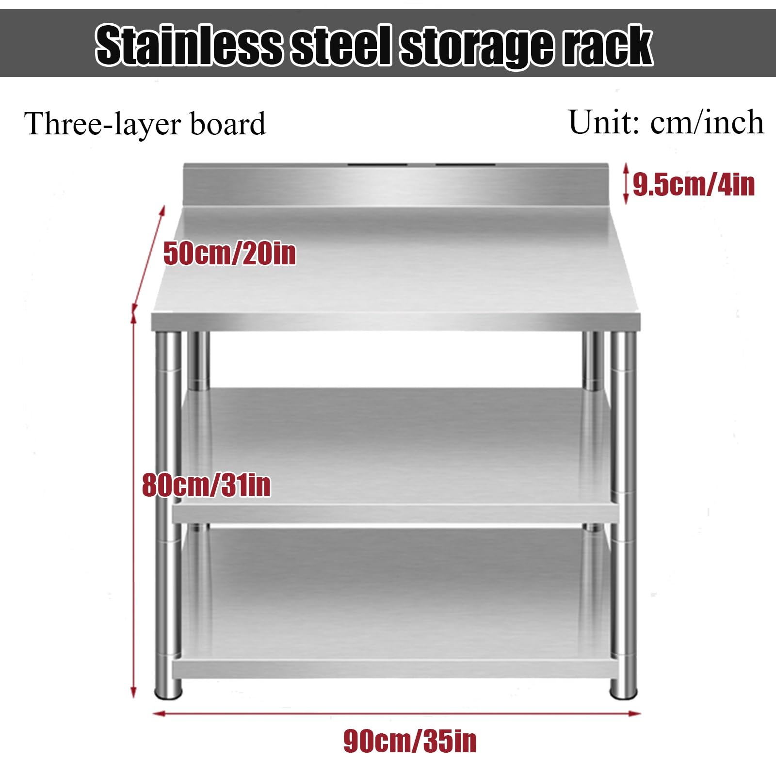 Mesa de preparación de Cocina Comercial de Acero Inoxidable de Alta Resistencia, Banco de Trabajo de Dos Niveles para restaurantes, Isla de Cocina Duradera con encimera de preparación (Table