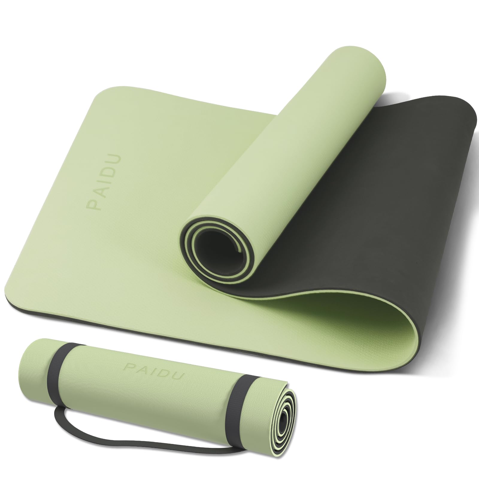 PAIDU Yoga Mat - Non-Slip & Tear Resistant, 10mm (2/5 Inch) Extra Thick SGS-Certified POE Mat for All - 72"x24", Ideal for Yoga, Fitness, Pilates & Floor Exercises, w/Carry Strap