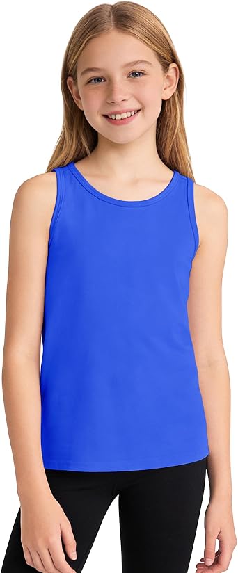 Auranso Girls Tank Tops Cotton Sleeveless Undershirts Athletic Shirts Racerback Dance Outfit Workout Tops