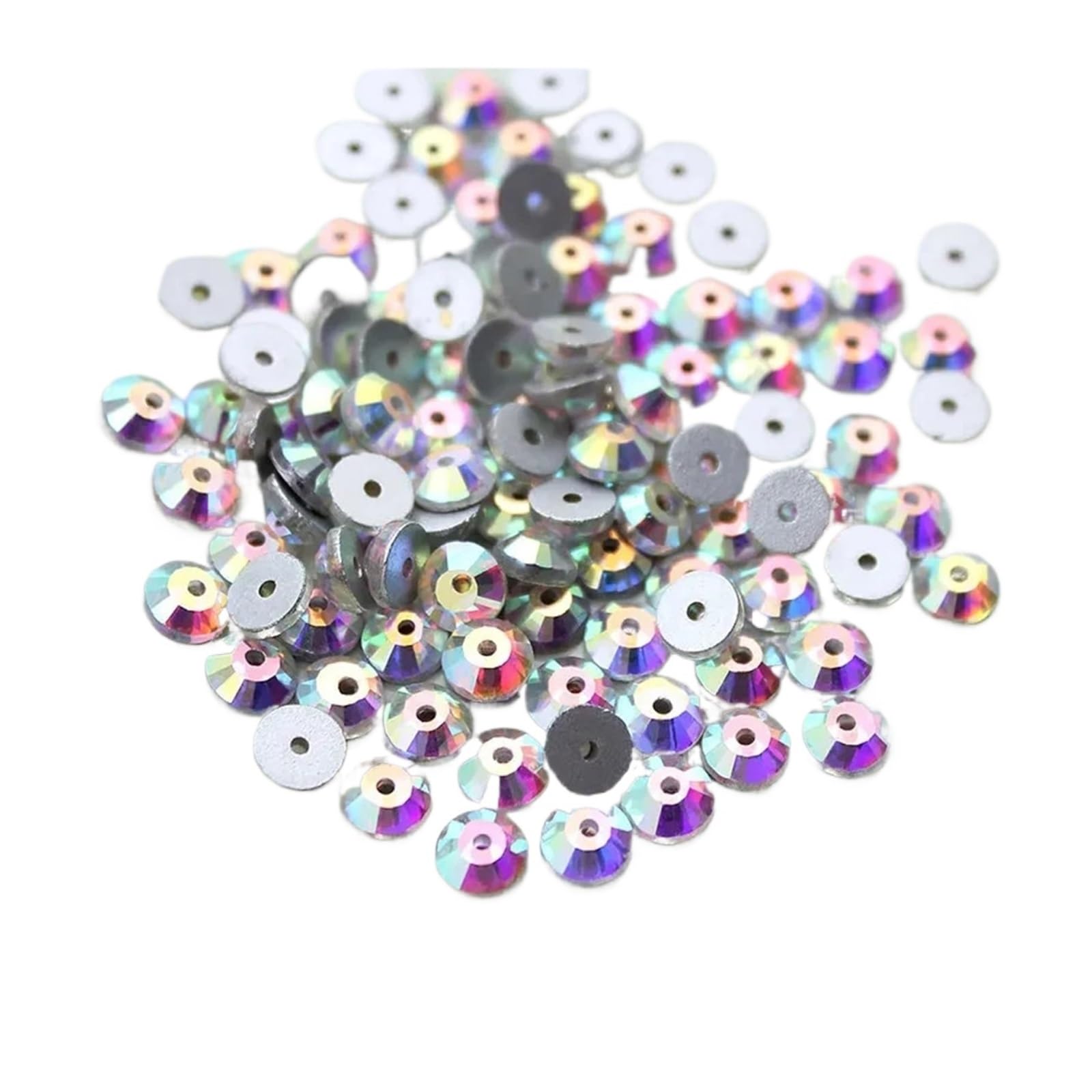 30 Strass A Goccia Da Cucire Con Cristallo - 10x14 Mm - Retro Piatto, AB Crystal - Per Abiti E Fai Da Te