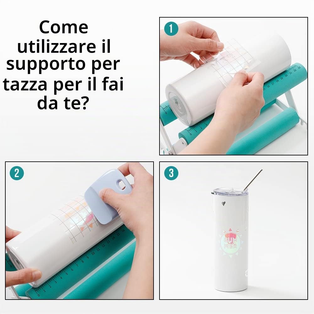 PYD Life Supporto per bicchieri, per decalcomanie in vinile e artigianato, verde menta | 3 supporti regolabili in schiuma per bicchieri, tazze, tazze e bottiglie. Ideale per lavori in vinile e progetti fai da te.
