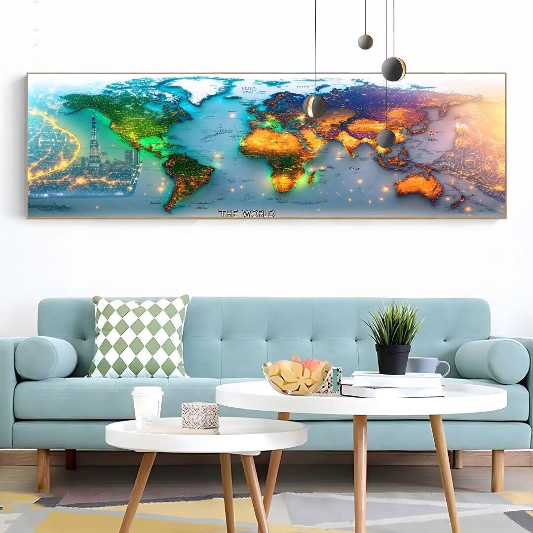 Mapa świata 5D, zestawy artystyczne dla dorosłych, 270 x 90 cm, duża mapa, zestawy do malowania diamentami dla dorosłych, DIY, pełne wiercenie, kryształ górski, sztuka i rzemiosło, sztuka z klejnotami