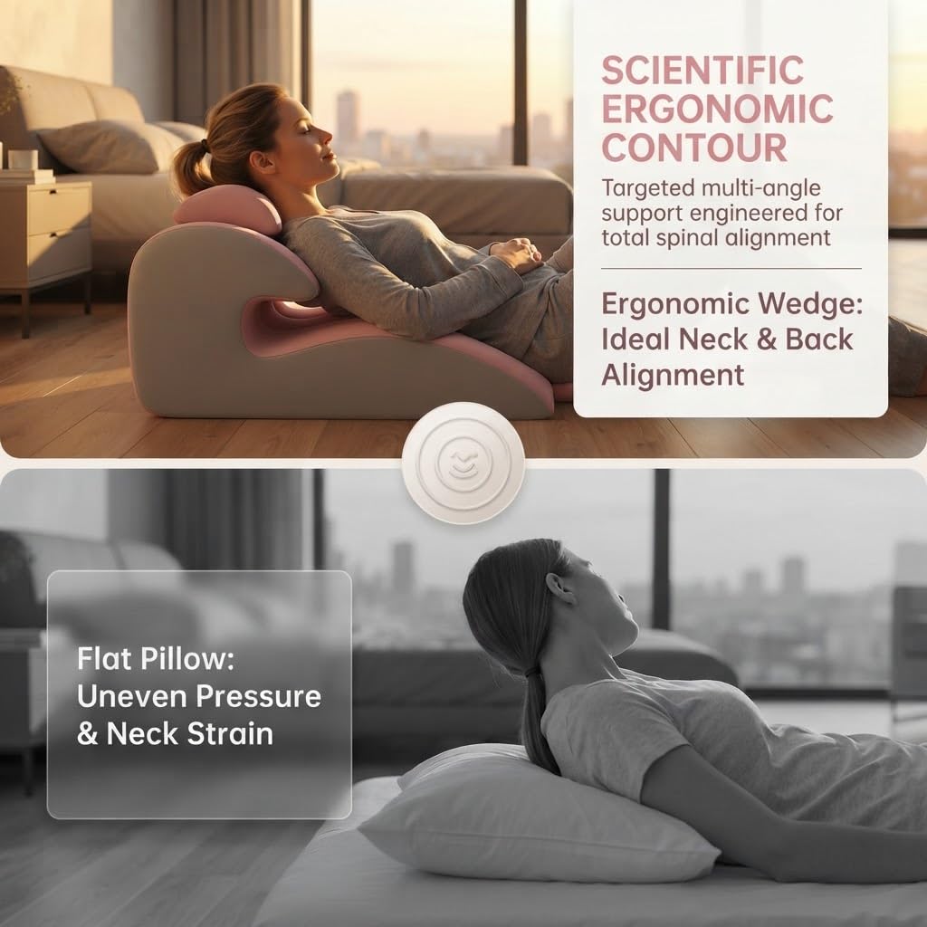 Memory Foam Support Pillow, Ergonomic Wedge for Back & Leg Comfort (#04)