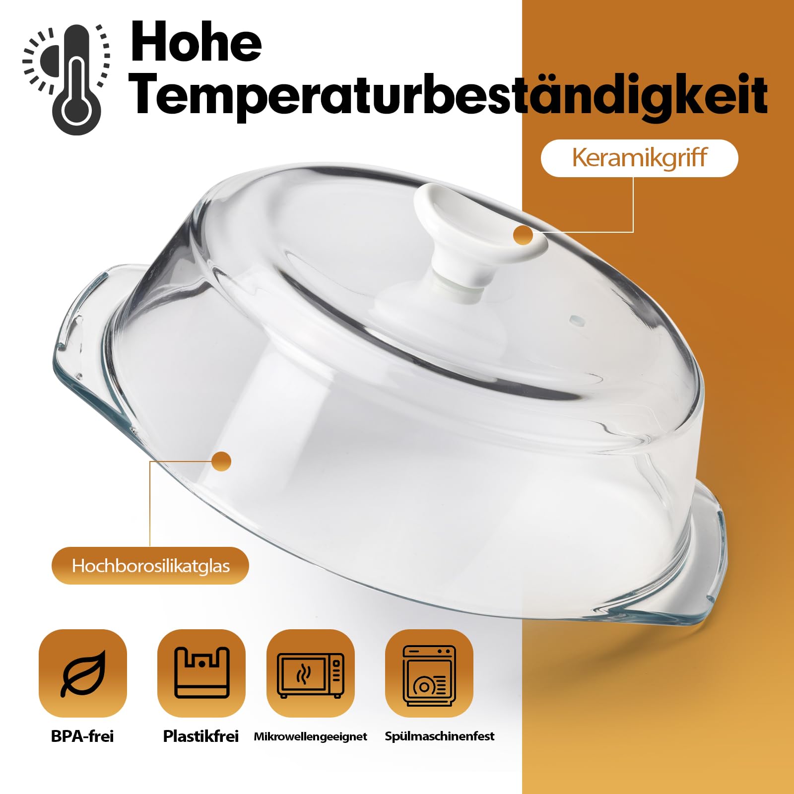 ACEPRUT Glas Mikrowellen Abdeckung mit Keramikgriff und Keramikschrauben, Kunststofffrei, BPA-frei, Lebensmittelechte Microwellenabdeckungen, Spülmaschinenfest