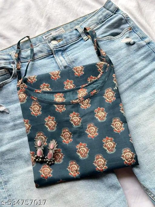 Image of Womens Rayon Sleeveless Round Neck Kurti Lightweight Ethnic Tunic for Summer Stylish Printed Kurta for Casual, Office