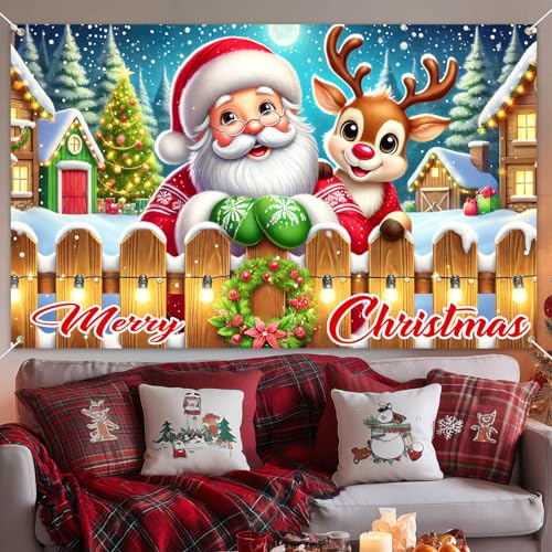 BlissYard Merry Christmas Banner 71x43 in Santa Reindeer Decor by BlissYard - Used condition - Image 4