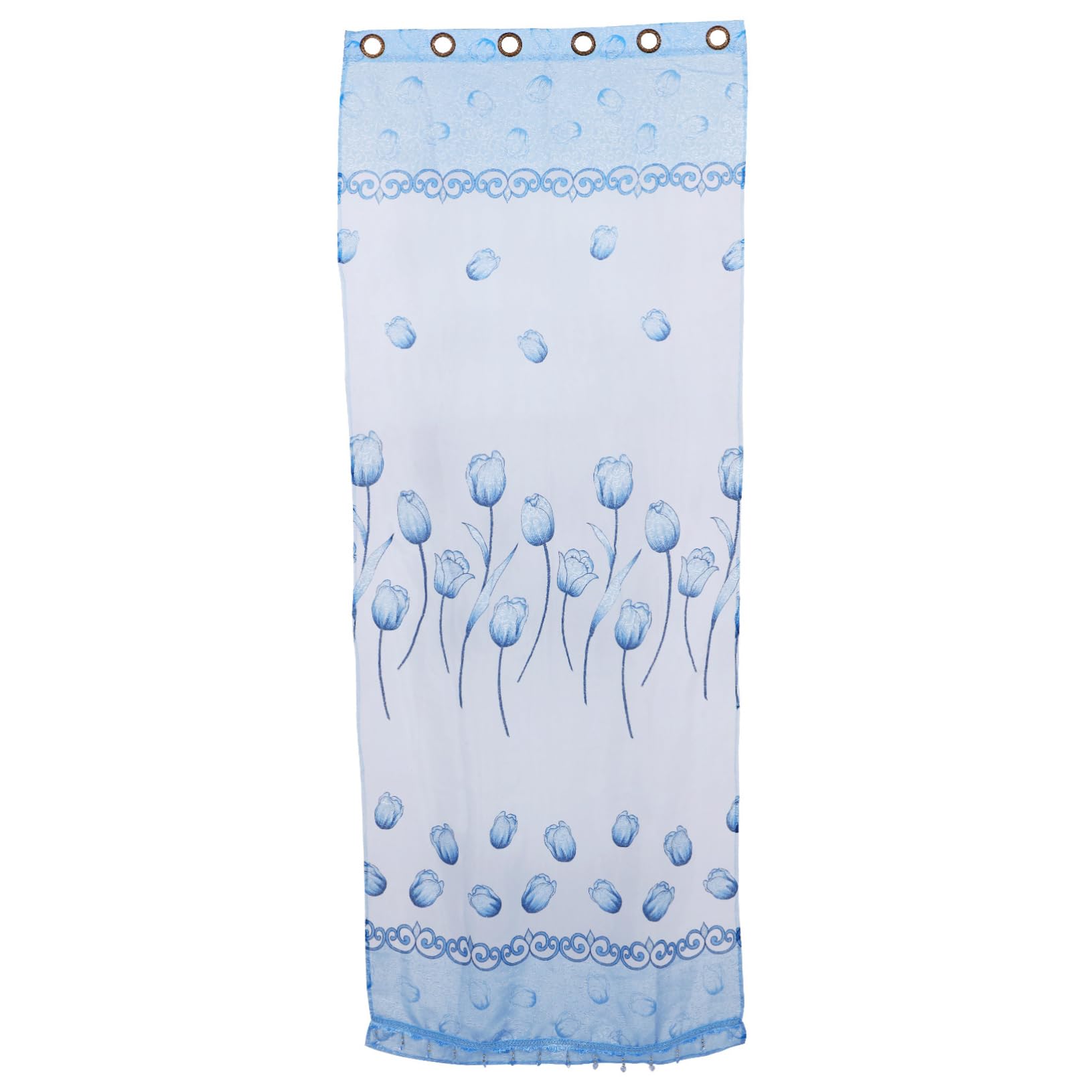 Visillo de ventana azul Zerodeko de fibra de polipropileno premium y tul decorativo