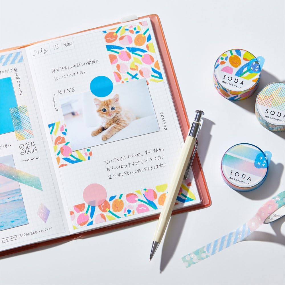 キングジム(Kingjim) King Jim CMTG20-002 Masking Tape, SODA Transparent, Glitter Type, Tulip