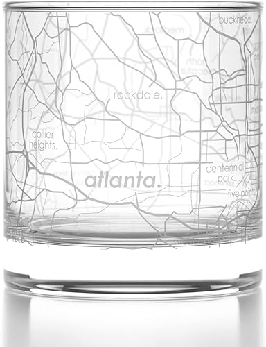 Miniatura 105 de Well Told Vaso de whisky grabado con mapa de Charleston, Carolina del Sur, vaso de rocas estilo antiguo (11 oz, transparente), vaso de whisky