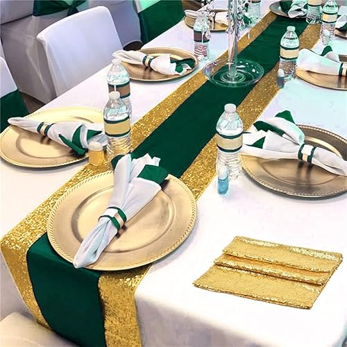 Miniatura 7 de Caminos de mesa dorados, 2 paquetes de 12 x 108 pulgadas, camino de mesa dorado con purpurina para bodas, camino de mesa de otoño de 108 pulgadas de